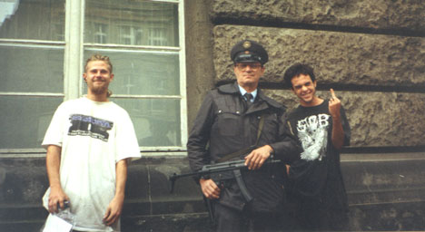 Our bodyguard on tour.  Berlin, Germany. 1994